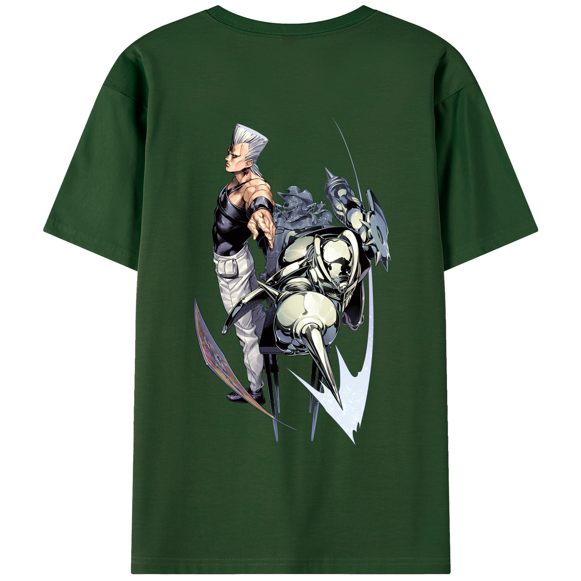 （画像用） ジョジョの奇妙な冒険 ジャン＝ピエール?ポルナレフ JoJo's Bizarre Adventure Jan Pierre Polnareff 綿100％半袖Tシャツ（背面プリント）